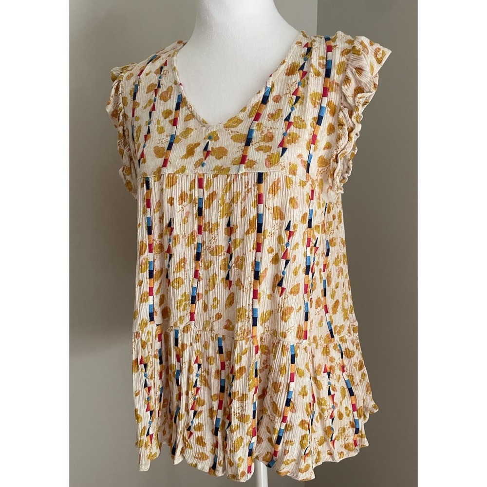 Savanna Jane S Top Sleeveless Embroidered Boho Mustard Yellow Artsy Hippie